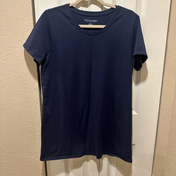 Soft Surroundings Pima Cotton Crewneck T-Shirt Bundle(2) Navy/Cream, size M - Picture 9 of 9